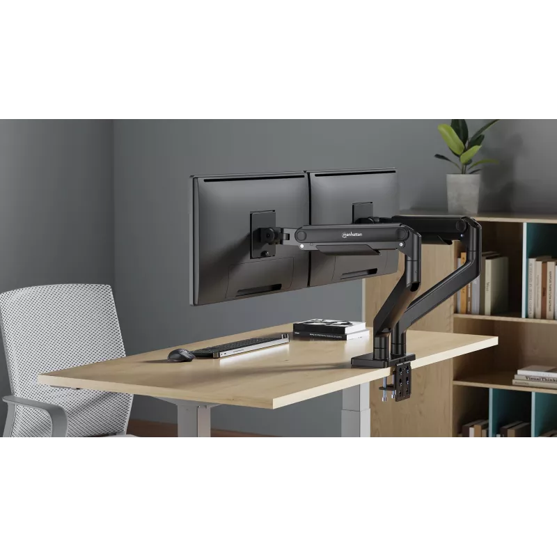 Manhattan TV i Monitor Mount Biurko Pełny Ruch Sprężyna 2 ekrany 13-45 Czarny