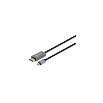 Kabel Manhattan USB-C do DisplayPort 1.4, 8K@60Hz, 3 m, męski do męskiego, nie dwukierunkowy, czarny, trzyletnia gwarancja