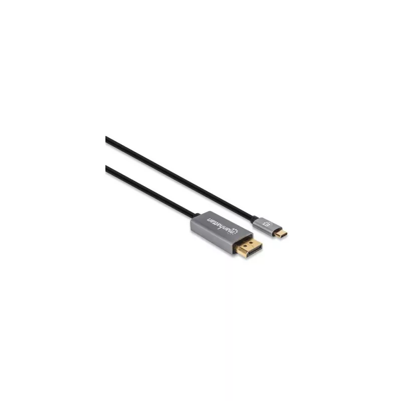 Kabel Manhattan USB-C do DisplayPort 1.4, 8K@60Hz, 3 m, męski do męskiego, nie dwukierunkowy, czarny, trzyletnia gwarancja