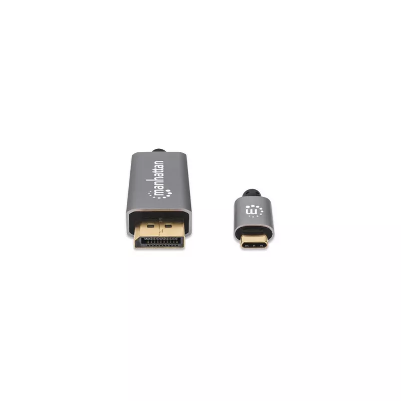 Kabel Manhattan USB-C do DisplayPort 1.4, 8K@60Hz, 3 m, męski do męskiego, nie dwukierunkowy, czarny, trzyletnia gwarancja