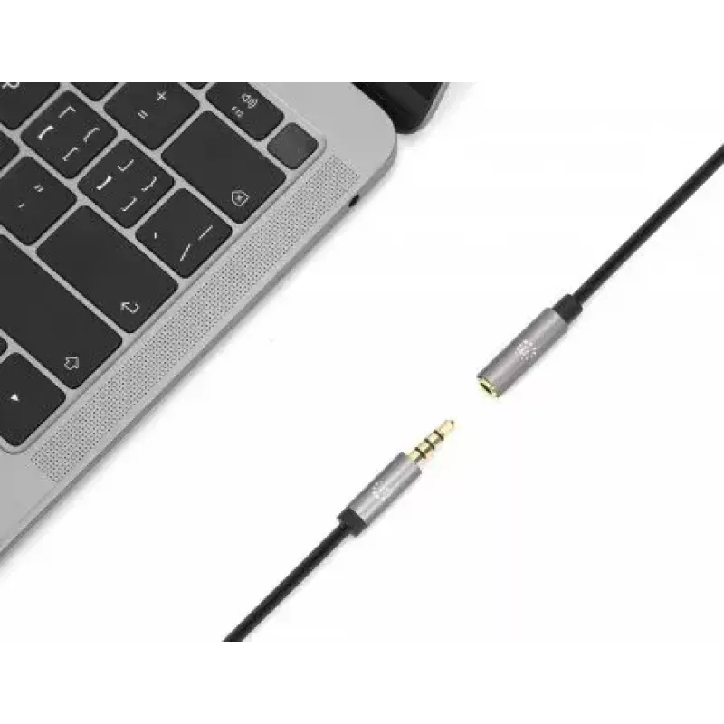 Kabel przedłużający 3,5 mm Manhattan 1 m Męski/Żeński Smukła konstrukcja Czarny/Srebrny