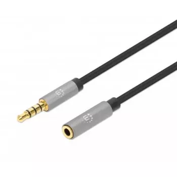 Kabel przedłużający 3,5 mm Manhattan 1 m Męski/Żeński Smukła konstrukcja Czarny/Srebrny