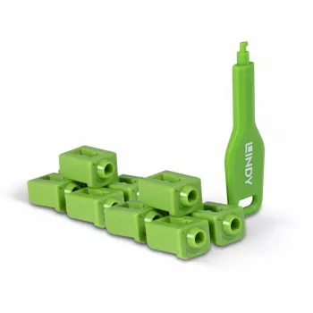 Zestaw blokad portów Lindy SFP Port Locks zielony 10 szt. + 1 klucz, kompatybilny z SFP, 20×74,5×5,9 mm