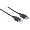Kabel Manhattan USB-A na USB-A, 1 m, męski na męski, 480 Mb/s (USB 2.0), Hi-Speed USB, czarny, dożywotnia gwarancja, odpowiednik USB2AA1M.