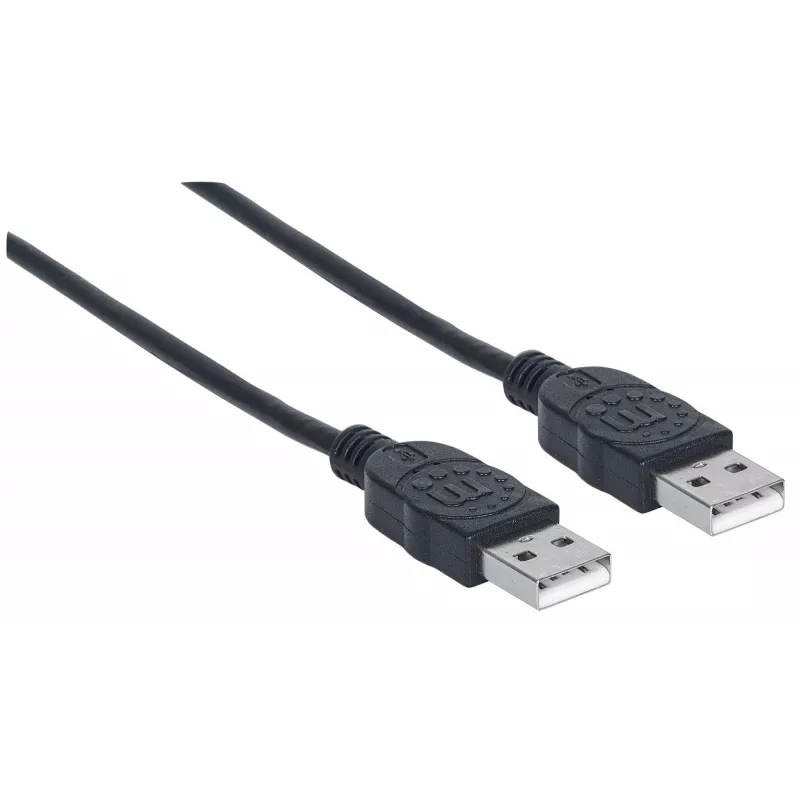 Kabel Manhattan USB-A na USB-A, 1 m, męski na męski, 480 Mb/s (USB 2.0), Hi-Speed USB, czarny, dożywotnia gwarancja, odpowiednik USB2AA1M.