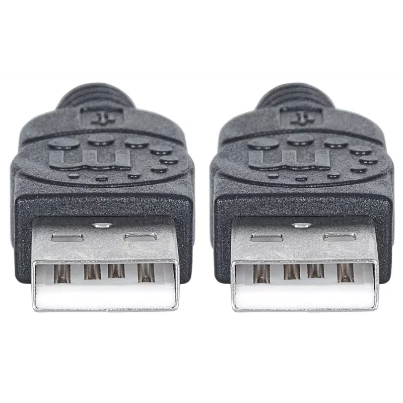 Kabel Manhattan USB-A na USB-A, 1 m, męski na męski, 480 Mb/s (USB 2.0), Hi-Speed USB, czarny, dożywotnia gwarancja, odpowiednik USB2AA1M.
