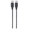 Kabel Manhattan USB-A na USB-A, 1 m, męski na męski, 480 Mb/s (USB 2.0), Hi-Speed USB, czarny, dożywotnia gwarancja, odpowiednik USB2AA1M.