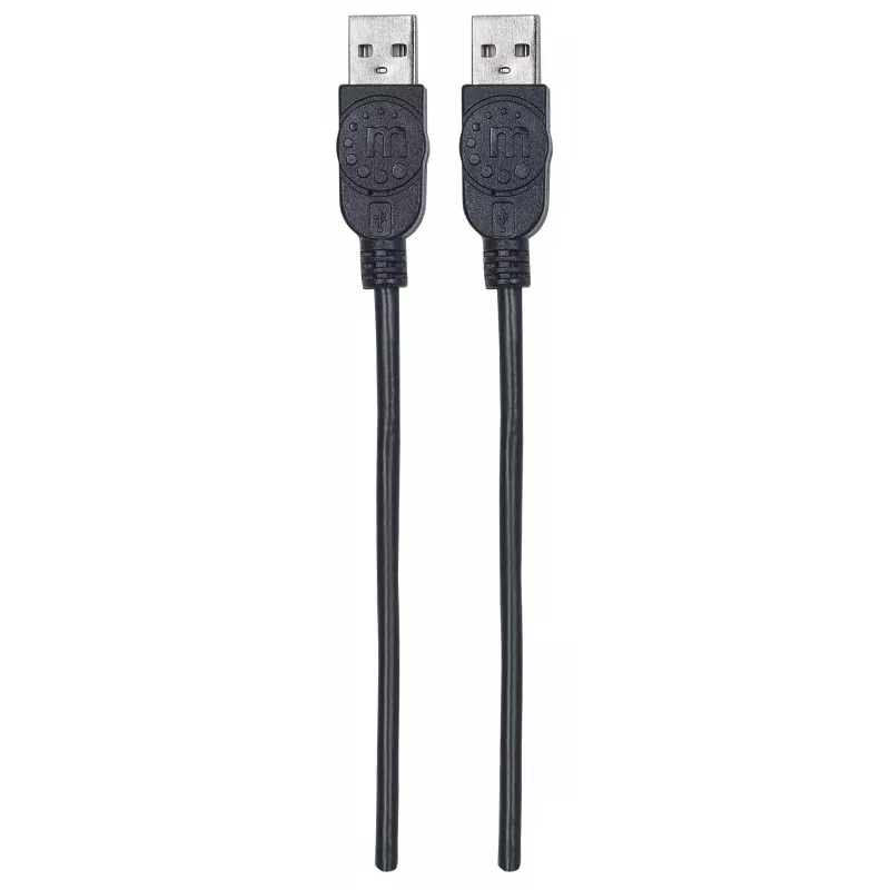 Kabel Manhattan USB-A na USB-A, 1 m, męski na męski, 480 Mb/s (USB 2.0), Hi-Speed USB, czarny, dożywotnia gwarancja, odpowiednik USB2AA1M.