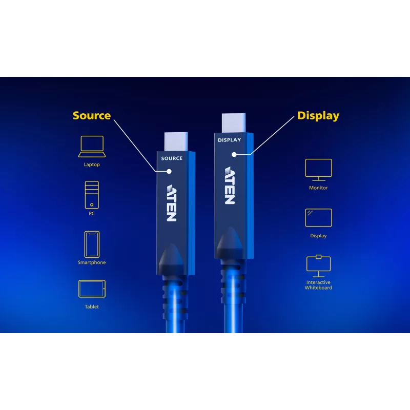 Kabel AOC USB-C ATEN UE3410F-AT, 10 m, USB-C na USB-C, 10 Gbit/s, czarny