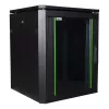 Wolnostojący stojak Lanview RDL12U66BL — 12U, 600 kg, zamek na klucz, regulowane nóżki, zarządzanie kablami, IP40, czarny