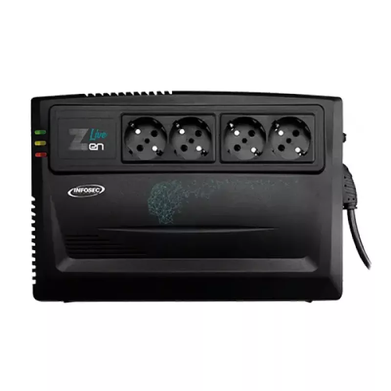 Zasilacz bezprzerwowy Infosec Zen Live 800 Line-Interactive 0,8 kVA (480 W) 4 gniazda AC, akumulator 12 V 7 Ah