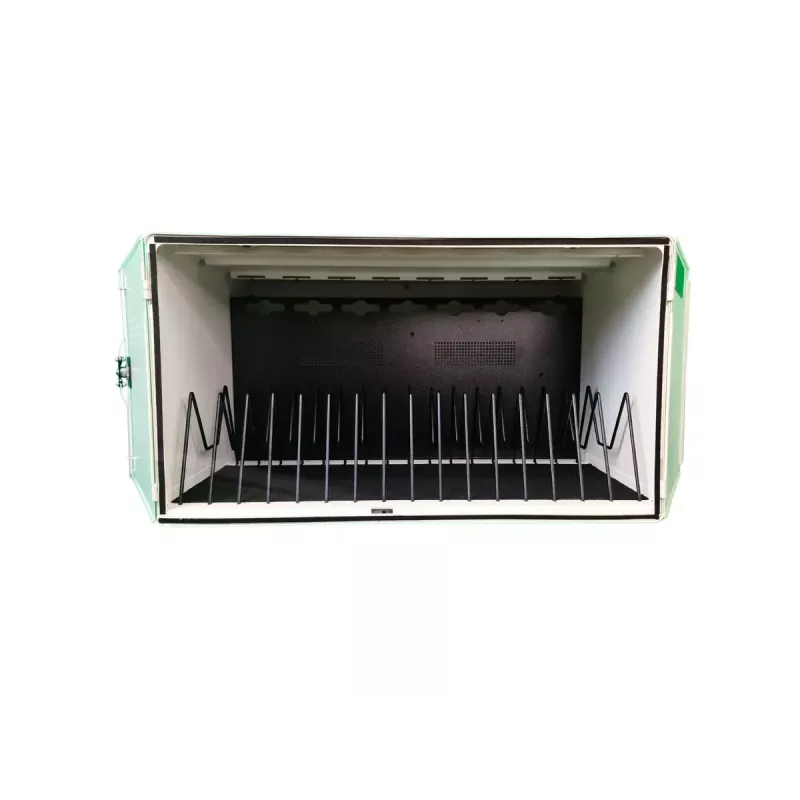 Przenośna szafka do zarządzania urządzeniami LEBA NoteBox 16 z zamkiem na klucz, portami USB-C, 12 W na urządzenie, USB 2.0, montaż na ścianie lub stole, biała