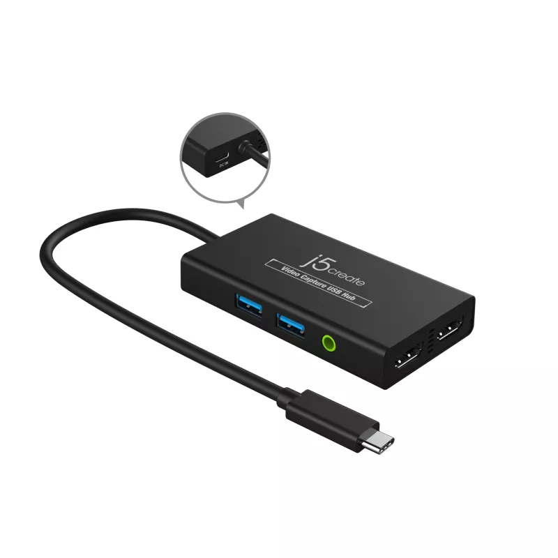 Koncentrator USB do przechwytywania wideo j5create JVA01-N 1920x1080 30Hz czarny
