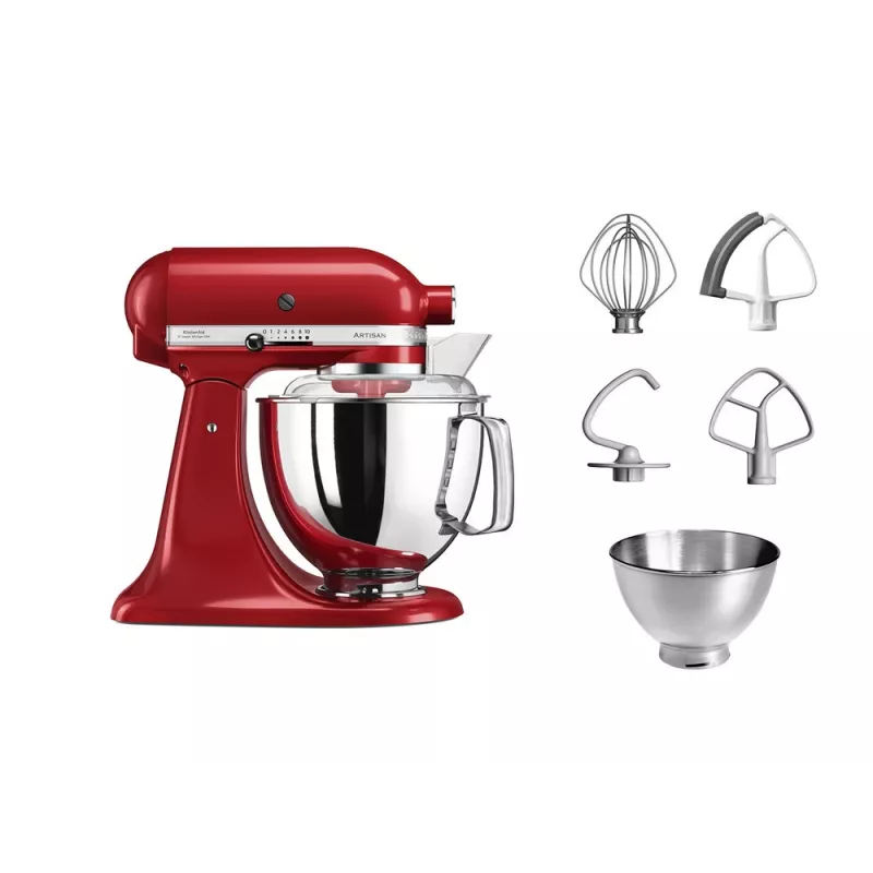 Robot kuchenny KitchenAid Artisan 5KSM175PS — 300 W, misa ze stali nierdzewnej 4,8 l, czerwony