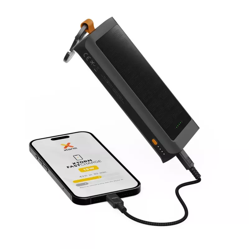 Power bank Xtorm XG2S101 — 10000 mAh LiPo, 30 W, USB‑C + USB‑A, szary/czarny/pomarańczowy