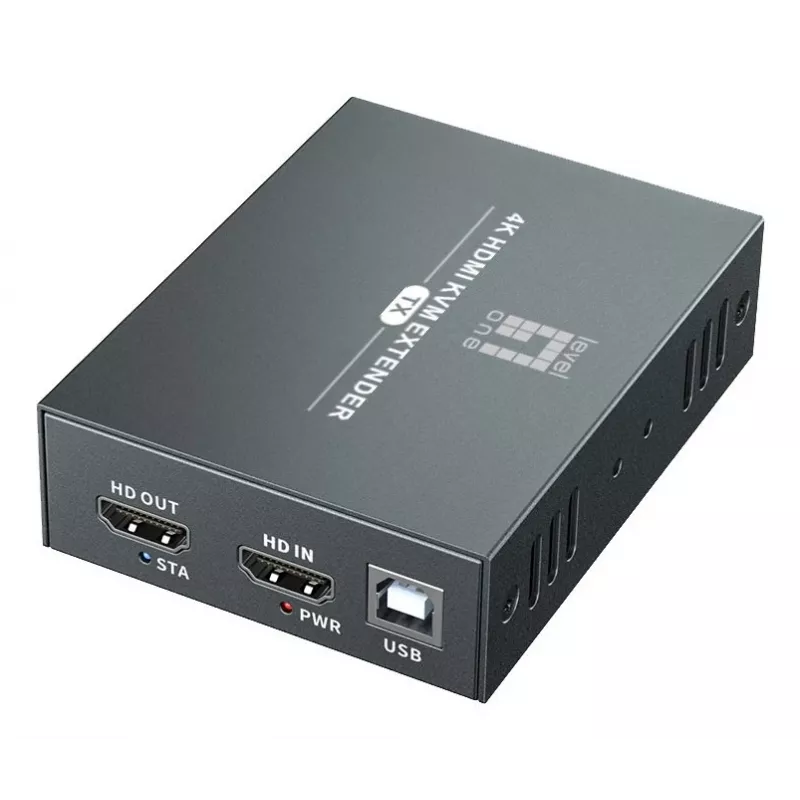 Przedłużacz AV (nadajnik i odbiornik) LEVELONE HVE-8111, 3840x2160, Cat6, USB-A/USB-B, DC 12V (2 szt.)