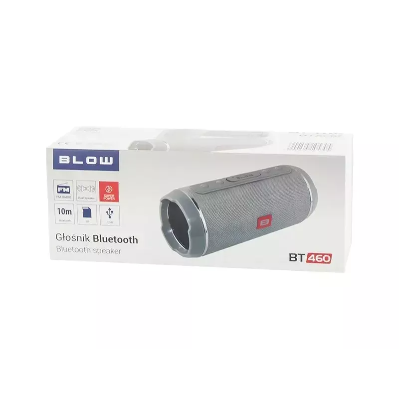 Przenośny głośnik mono BLOW BT-460 szary — 5 W RMS, bateria 2000 mAh, Bluetooth 4.0, MicroSD, FM, AUX