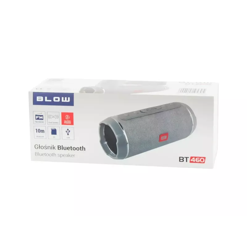 Przenośny głośnik mono BLOW BT-460 szary — 5 W RMS, bateria 2000 mAh, Bluetooth 4.0, MicroSD, FM, AUX