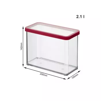 Pojemnik na żywność rotho LOFT 2,1 l prostokątny przezroczysty 100×200×142 mm, technopolimer