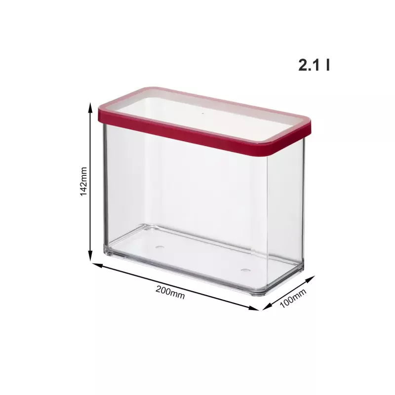 Pojemnik na żywność rotho LOFT 2,1 l prostokątny przezroczysty 100×200×142 mm, technopolimer