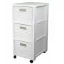 Półka plastikowa rotho Country 3-szufladowa, biała, 71,2×32,5×37,5 cm, technopolimer, kółka