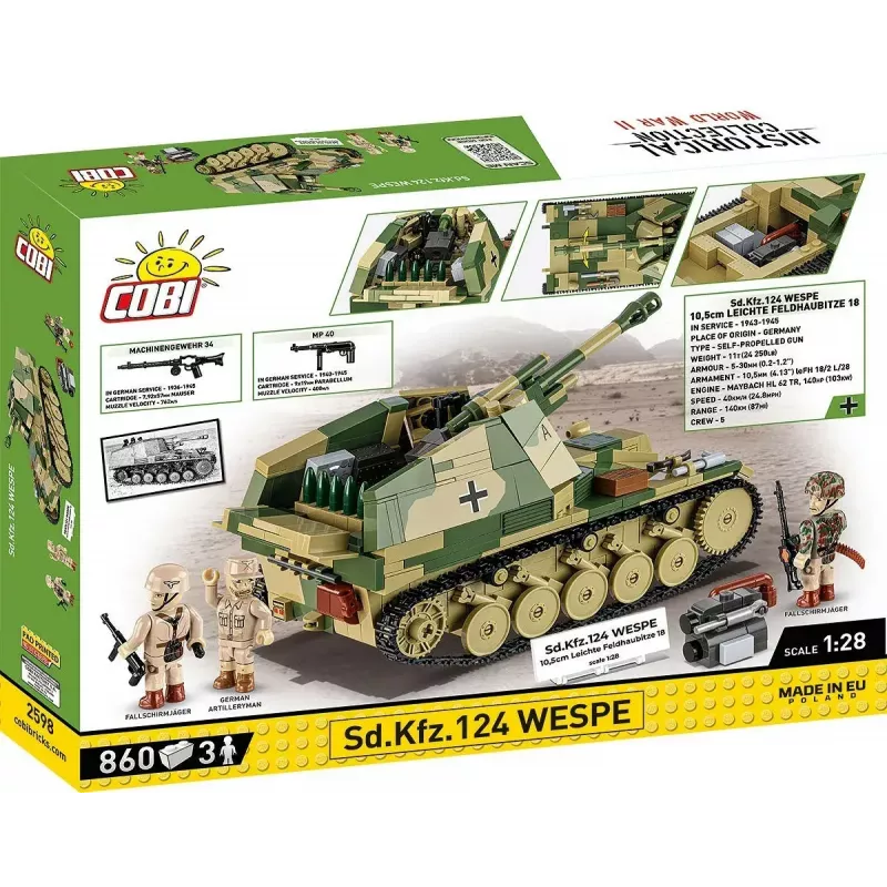 Cobi Blocks SD.KFZ.124 Wespe model kit, 860 blocks