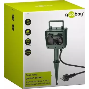 Przedłużacz zasilający Goobay 55943 2m 2 gniazda AC zewnętrzny czarno-zielony