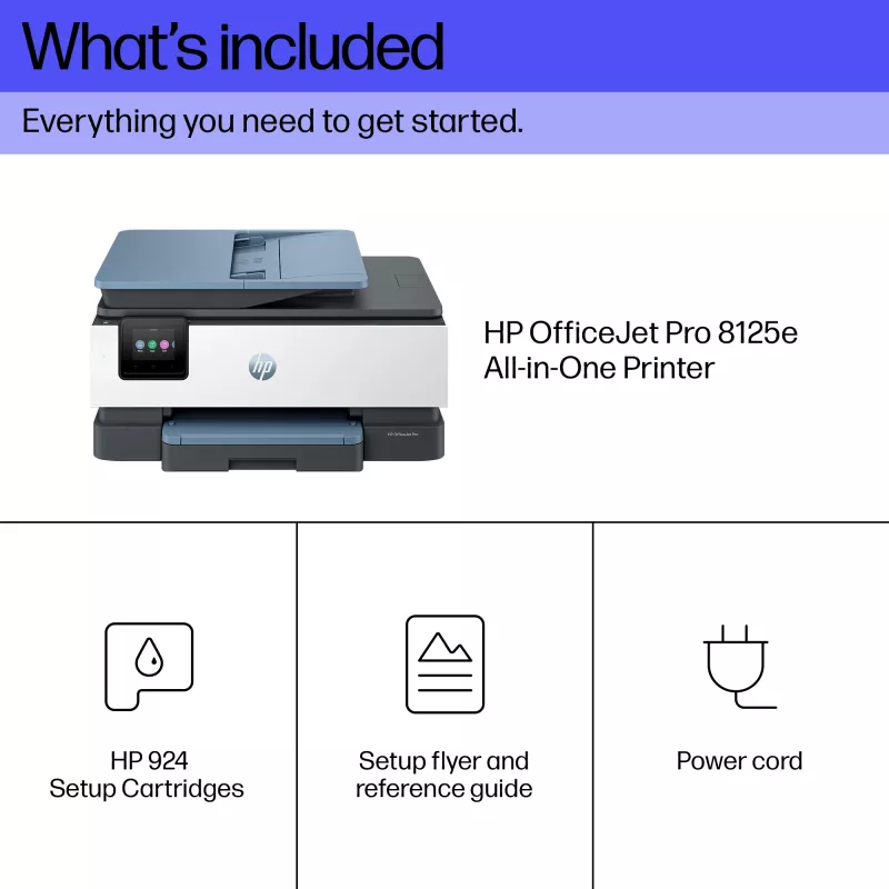 HP OfficeJet Pro 8125e Bezprzewodowa Wielofunkcyjna Kolorowa Drukarka, Instant Ink; Druk dwustronny