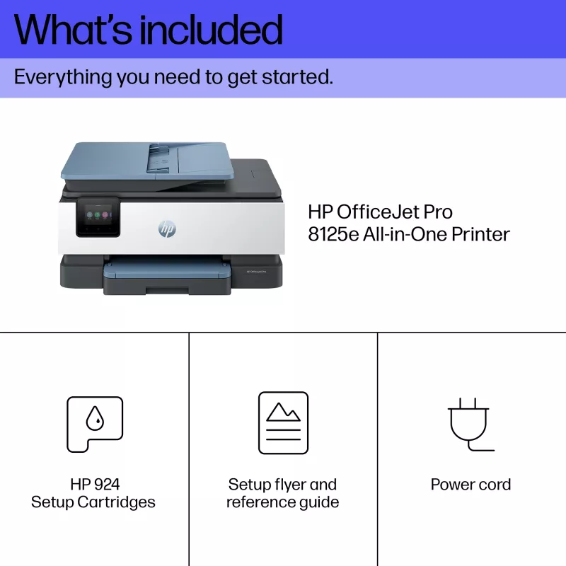 HP OfficeJet Pro 8125e Bezprzewodowa Wielofunkcyjna Kolorowa Drukarka, Instant Ink; Druk dwustronny