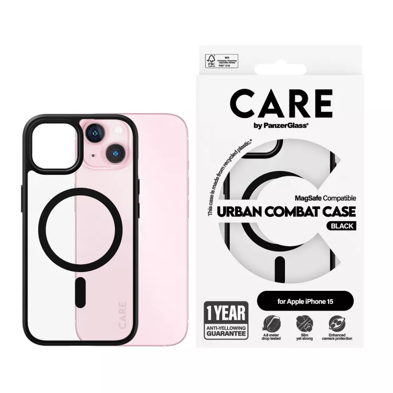 osłona PanzerGlass CARE by Flagship etui Transparent Urban Combat Czarny MagSafe iPhone 15