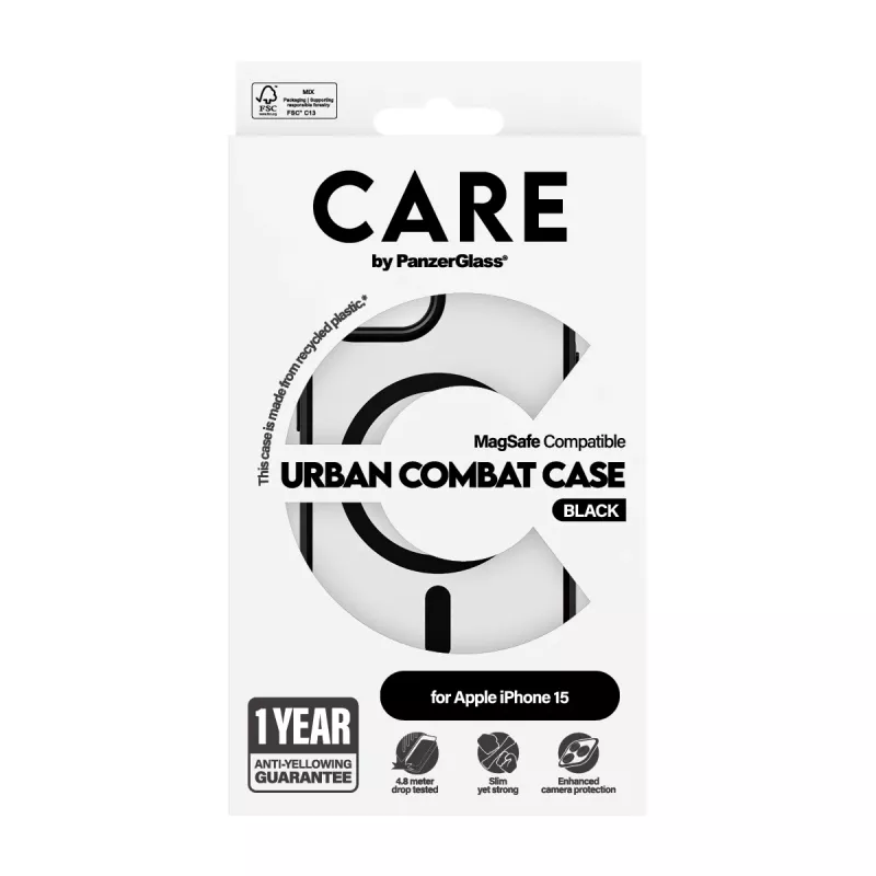 osłona PanzerGlass CARE by Flagship etui Transparent Urban Combat Czarny MagSafe iPhone 15