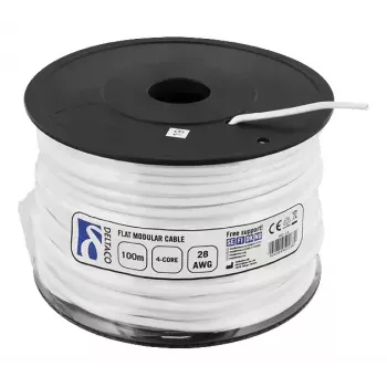 Kabel telefoniczny Deltaco MD-14 RJ11 100m biały