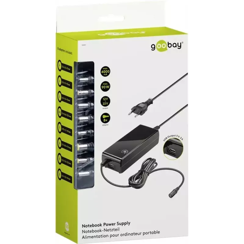 Goobay 90 W Zasilacz do notebooka Czarny Wewnętrzny 100-240V