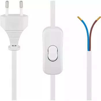 Kabel Goobay z wtyczką Euro do montażu - z przełącznikiem 1,5 m biały