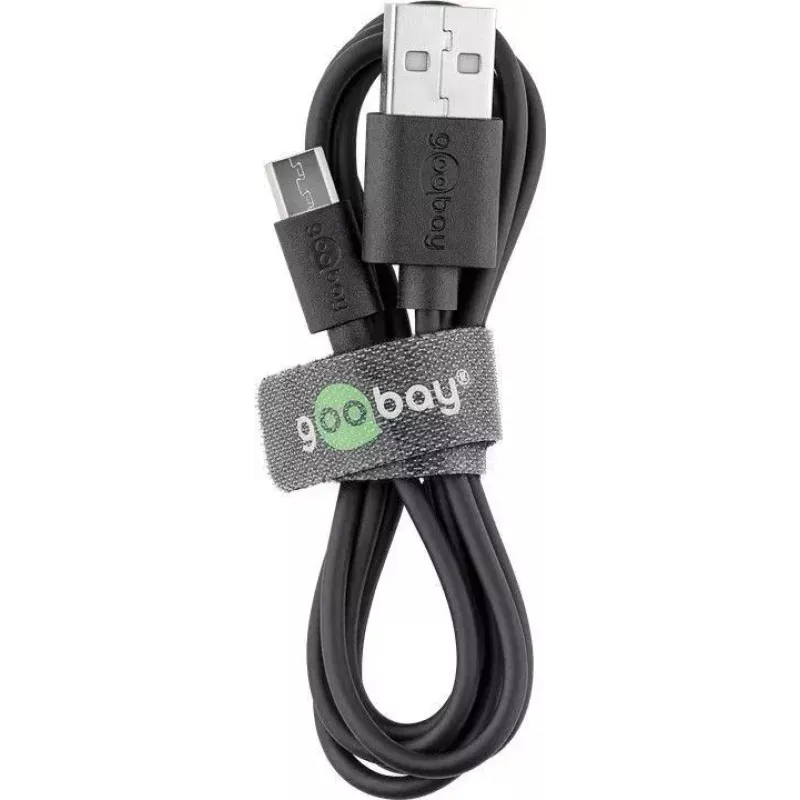 Goobay Micro-USB Fast-Charging and Sync kabel 1 m USB 2.0 Czarny