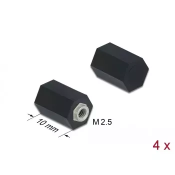 Dystans sześciokątny M2.5 wewnątrz 10 mm czarny 4 szt. DeLOCK 60243