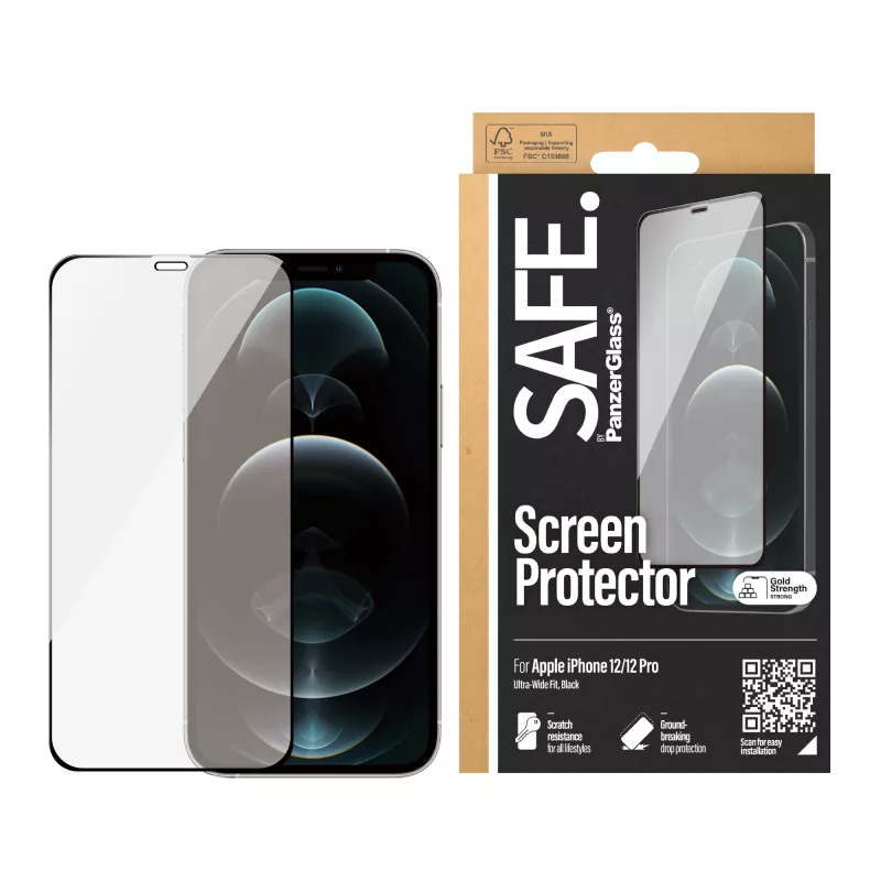 PanzerGlass SAFE. by ® Szkło ochronne iPhone 12 | 12 Pro | Krawędź-do-krawędzi