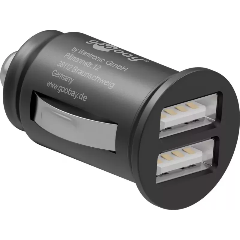 Goobay Ładowarka samochodowa Dual-USB 24 W czarna Szybkie ładowanie Zabezpieczenie przed przetężeniem