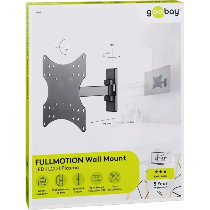 Uchwyt do telewizora Full Motion Goobay 49713 106,7 cm (42 cale) Czarny