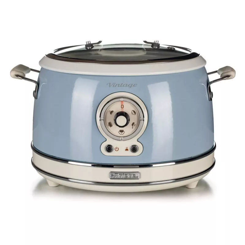 Ariete 2904 Ryżowarka - Elektryczna ryżowarka z ceramiczną misą - Domowe Sushi - Multicooker - Vintage Line - 3.5 L - 650 W - Niebieski
