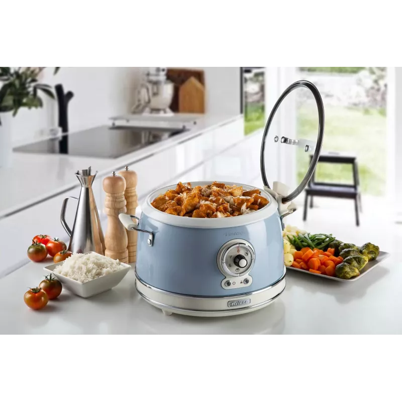 Ariete 2904 Ryżowarka - Elektryczna ryżowarka z ceramiczną misą - Domowe Sushi - Multicooker - Vintage Line - 3.5 L - 650 W - Niebieski