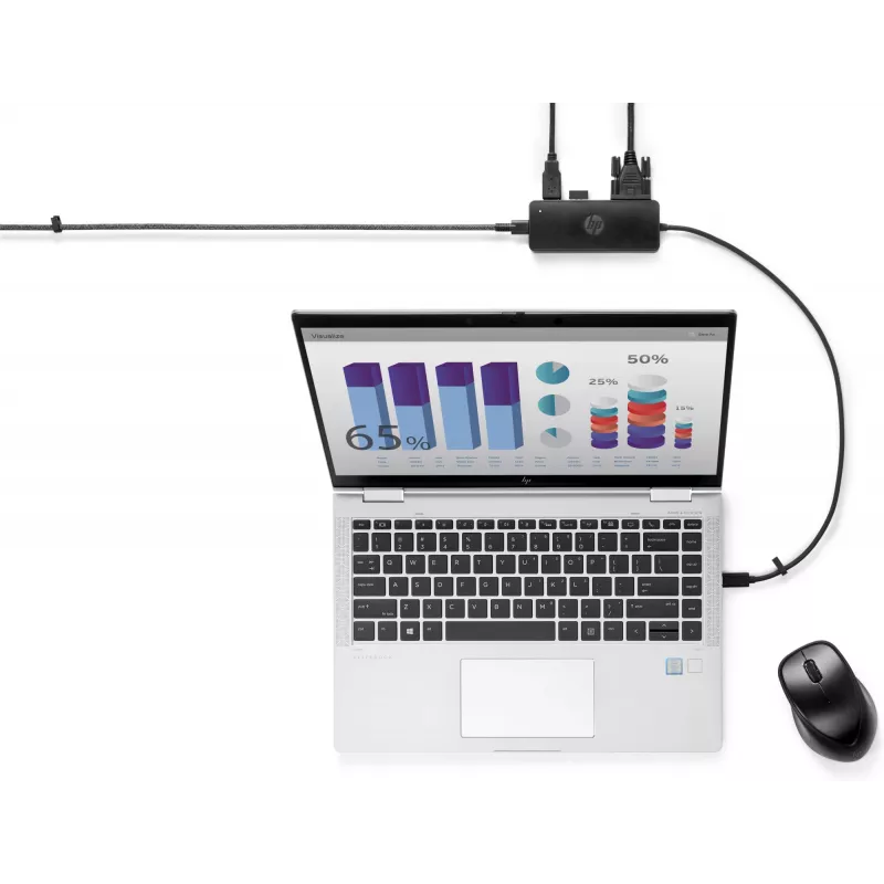 HP USB-C Travel Hub G2, przewodowy, USB 3.2 Gen 1 (3.1 Gen 1) Type-C, czarny, Chiny, Windows 10, 107 mm