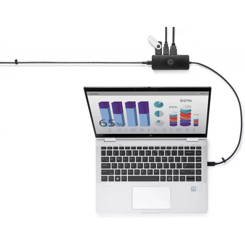 HP USB-C Travel Hub G2, przewodowy, USB 3.2 Gen 1 (3.1 Gen 1) Type-C, czarny, Chiny, Windows 10, 107 mm