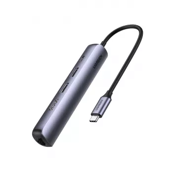 Ugreen 10919 stacja dokująca/replikator portów do laptopa Przewodowa USB 3.2 Gen 1 (3.1 Gen 1) Type-C Szary