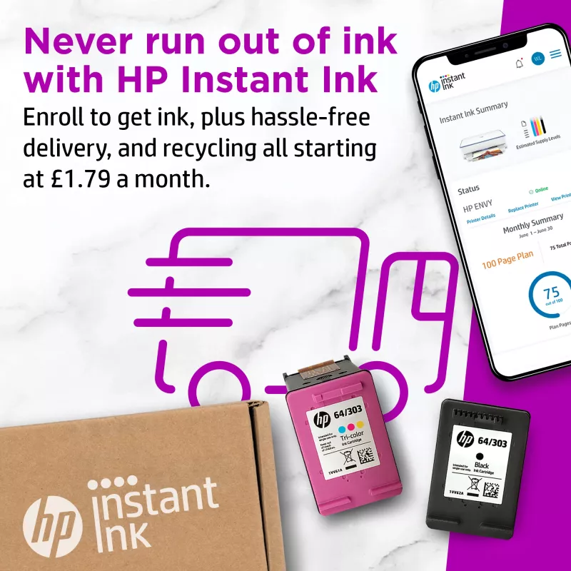 HP ENVY 6010e Bezprzewodowa Wielofunkcyjna Kolorowa Drukarka, Instant Ink; Kopiarka, Skaner