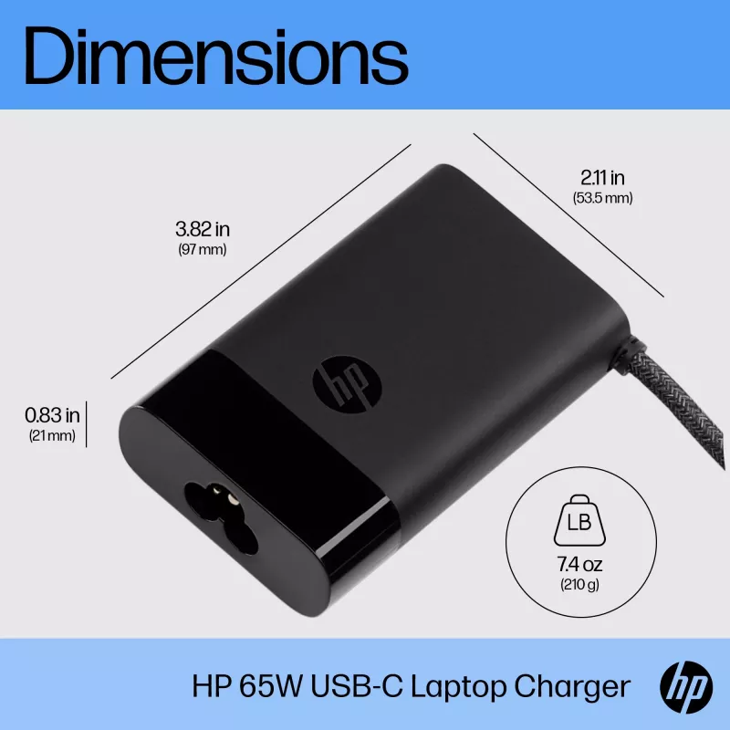 HP USB-C 65W ładowarka do laptopa, Laptop, Wewnętrzny, 90 V, 65 W, 5 - 20 V, 1.6 A