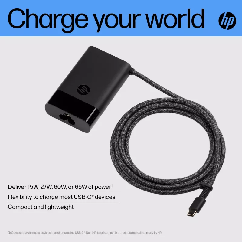 HP USB-C 65W ładowarka do laptopa, Laptop, Wewnętrzny, 90 V, 65 W, 5 - 20 V, 1.6 A