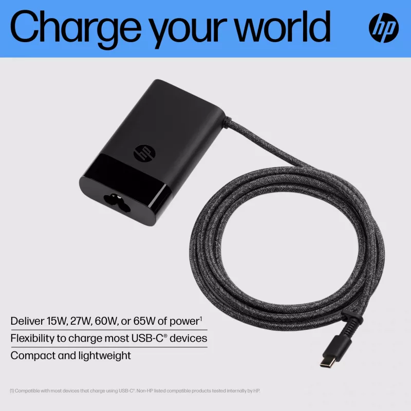 HP USB-C 65W ładowarka do laptopa, Laptop, Wewnętrzny, 90 V, 65 W, 5 - 20 V, 1.6 A