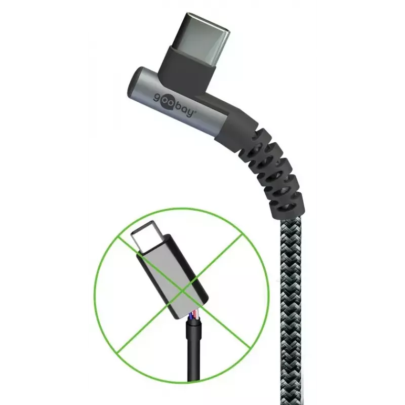 Goobay USB kabel USB 2.0 2m USB C Czarny szary