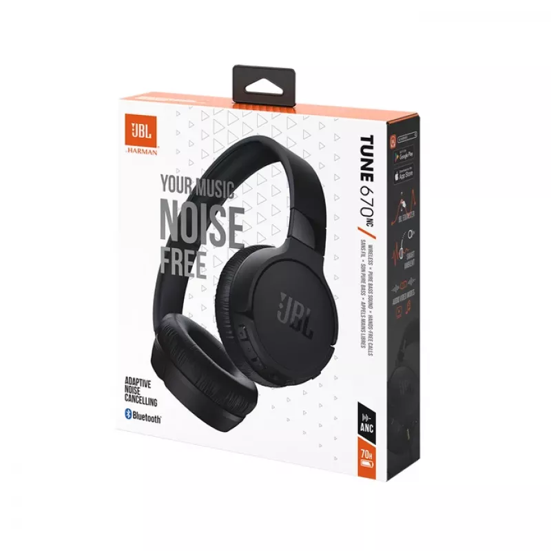 JBL Tune 670 NC Zestaw słuchawkowy Przewodowy i bezprzewodowy Nauszny Rozmowy/Muzyka USB Type-C Bluetooth Czarny